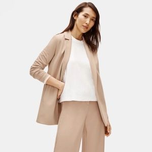 Eileen Fisher Blazer Notch Collar Ponte Jacket  Bramble Tan Taupe Travel Ready